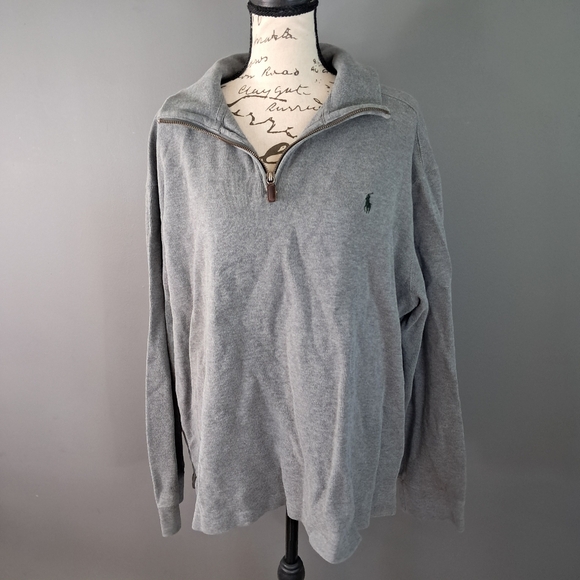 Polo Ralph Lauren Other - Polo Ralph Lauren Gray 1/4 Zip Pullover Polo Sweater, Men's XL